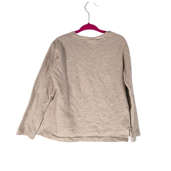 Zara Girls Striped Sequin Long Sleeve Crew Neck Striped T Shirt White Black Sz 6 - Picture 2 of 4